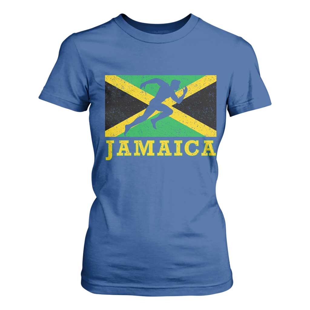 Jamaican Flag Track And Field T Shirt For Women Retro Vintage Jamaica Runner Track Team TS10 Royal Blue Print Your Wear