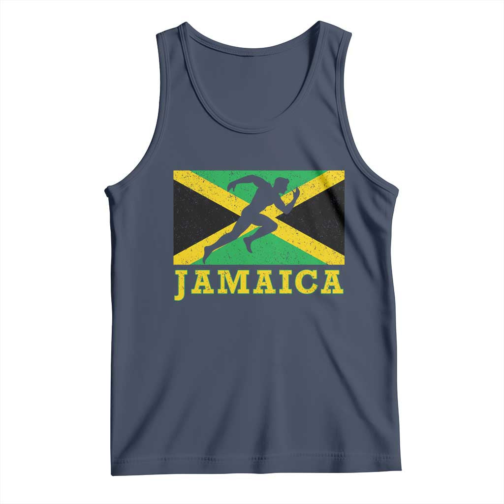 Jamaican Flag Track And Field Tank Top Retro Vintage Jamaica Runner Track Team TS10 Navy Print Your Wear