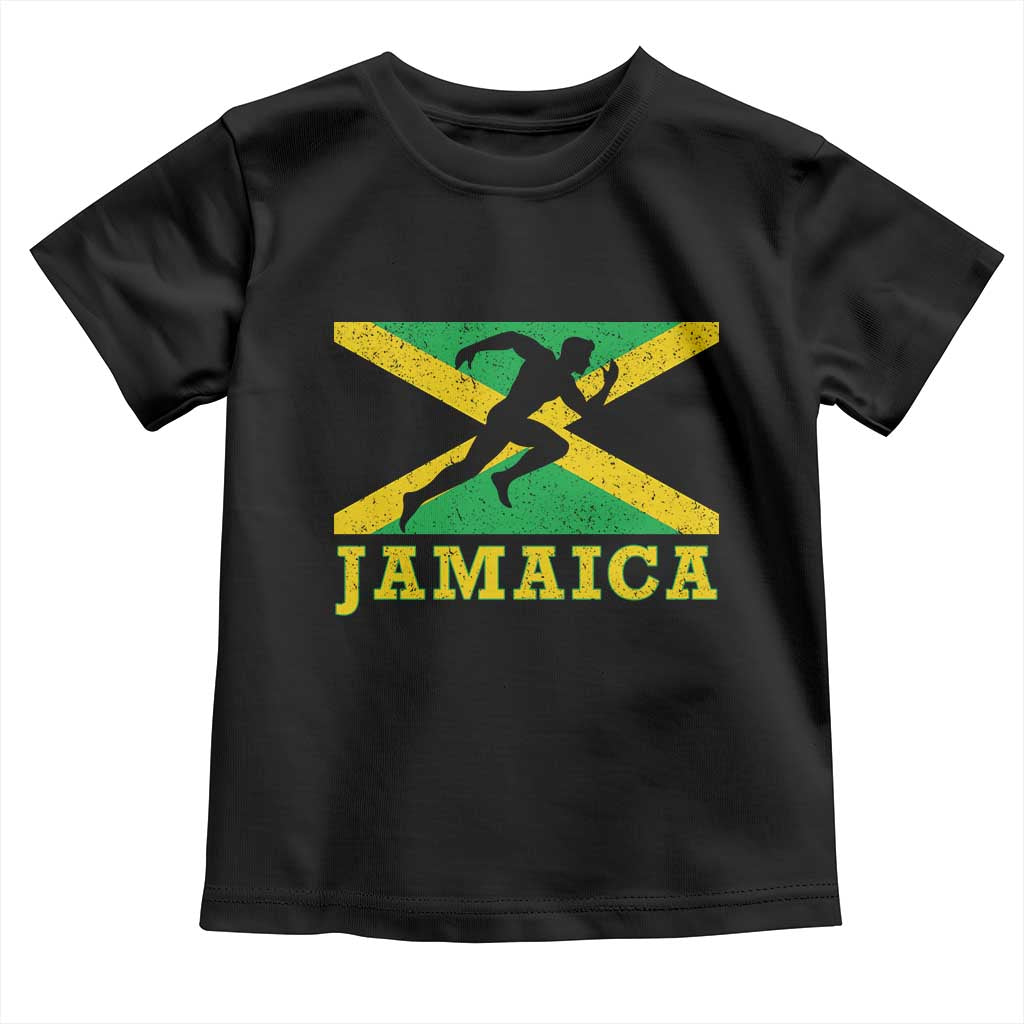 Jamaican Flag Track And Field Toddler T Shirt Retro Vintage Jamaica Runner Track Team TS10 Black Print Your Wear