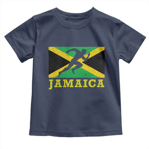 Jamaican Flag Track And Field Toddler T Shirt Retro Vintage Jamaica Runner Track Team TS10 Navy Print Your Wear