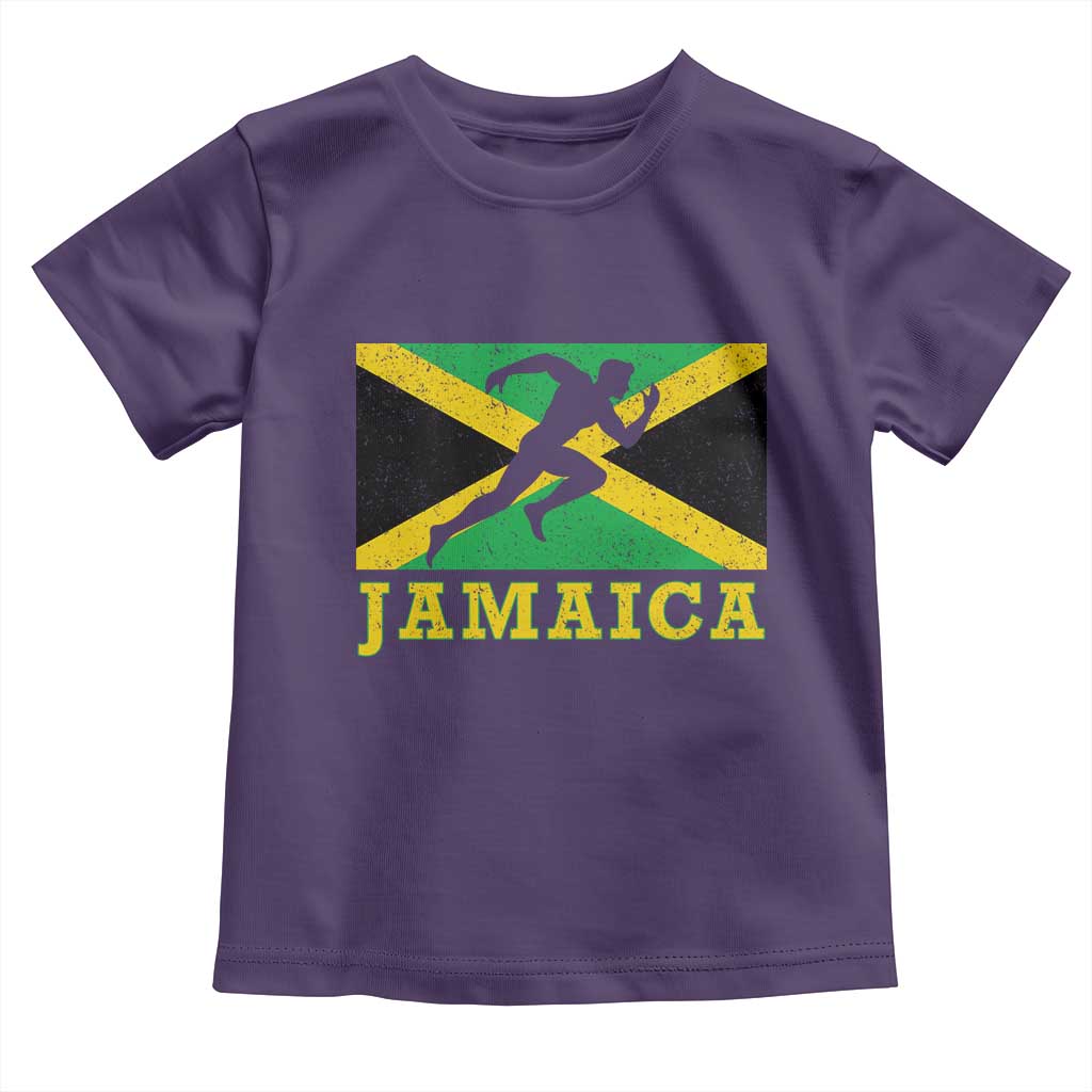 Jamaican Flag Track And Field Toddler T Shirt Retro Vintage Jamaica Runner Track Team TS10 Purple Print Your Wear