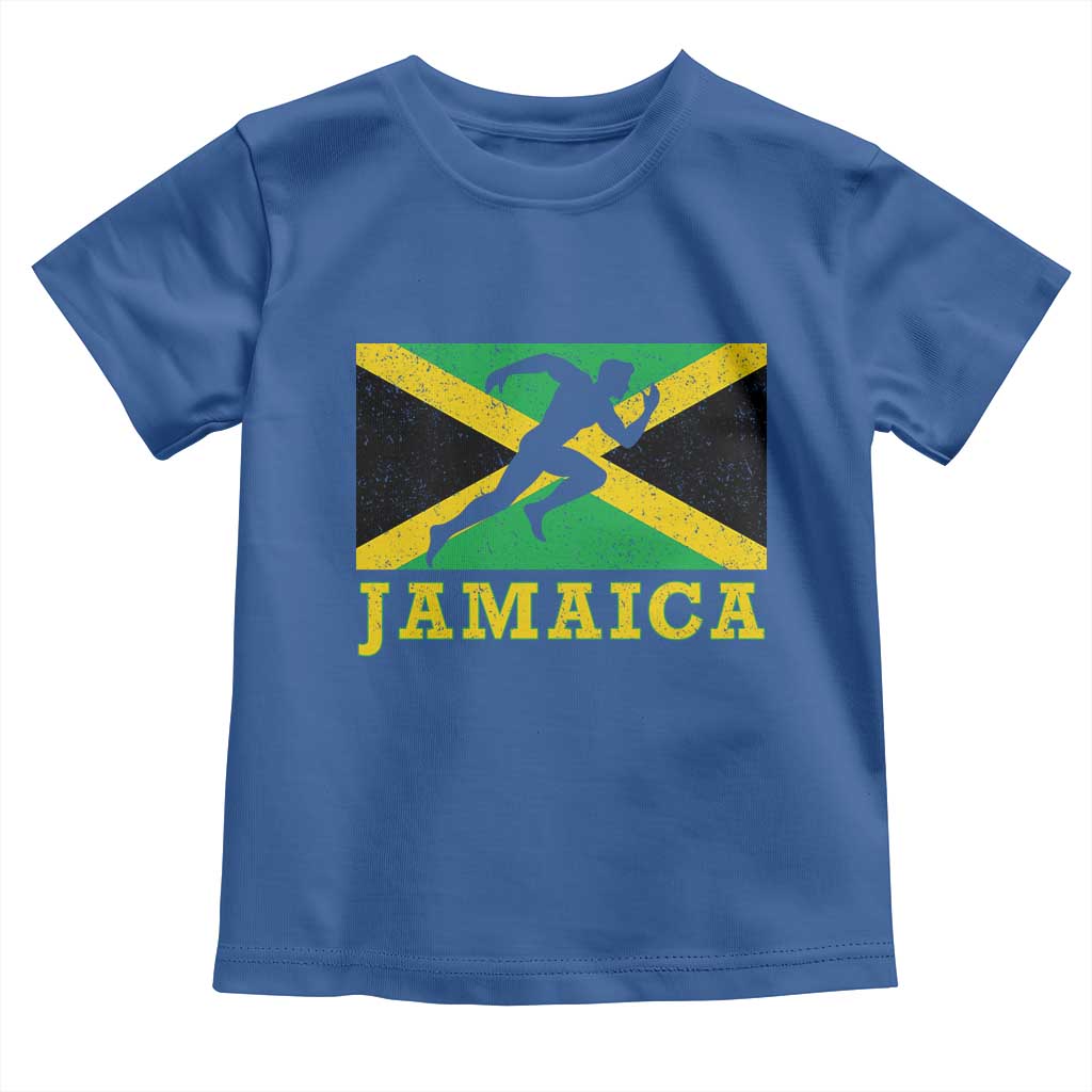 Jamaican Flag Track And Field Toddler T Shirt Retro Vintage Jamaica Runner Track Team TS10 Royal Blue Print Your Wear