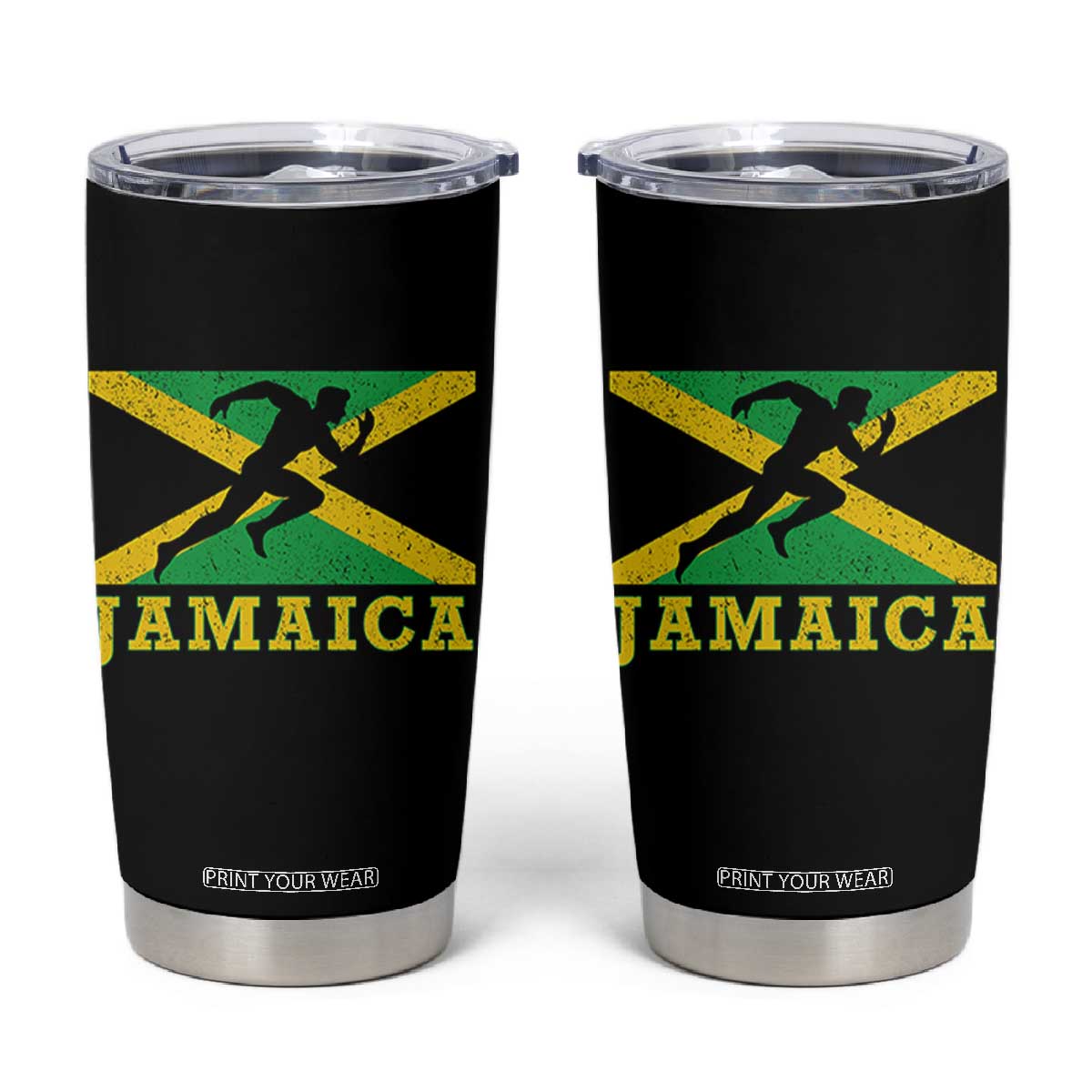 Jamaican Flag Track And Field Tumbler Cup Retro Vintage Jamaica Runner Track Team TS10 Black Print Your Wear