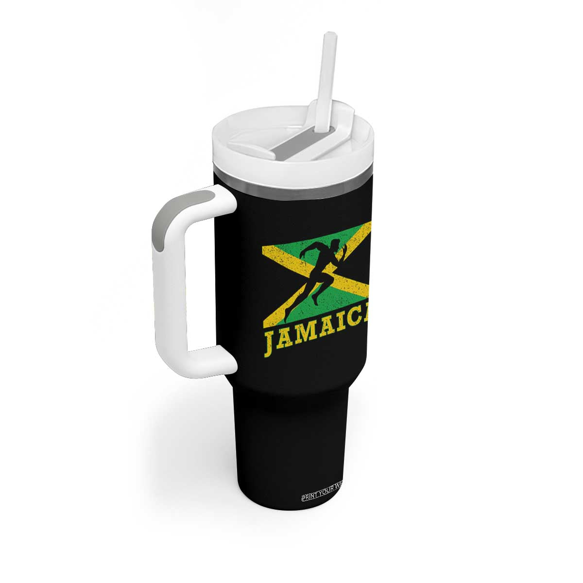 Jamaican Flag Track And Field Tumbler With Handle Retro Vintage Jamaica Runner Track Team TS10 Print Your Wear