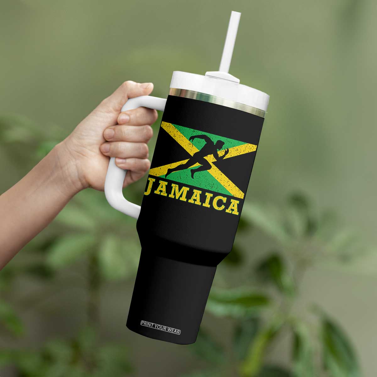 Jamaican Flag Track And Field Tumbler With Handle Retro Vintage Jamaica Runner Track Team TS10 Print Your Wear