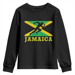 Jamaican Flag Track And Field Youth Sweatshirt Retro Vintage Jamaica Runner Track Team TS10 Black Print Your Wear