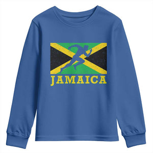 Jamaican Flag Track And Field Youth Sweatshirt Retro Vintage Jamaica Runner Track Team TS10 Royal Blue Print Your Wear