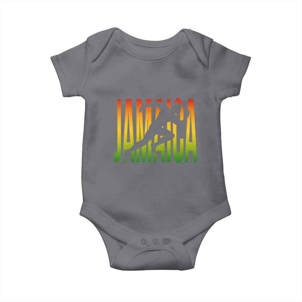 Jamaica Track And Field Baby Onesie Retro Vintage Sport Jamaican Flag TS10 Charcoal Print Your Wear