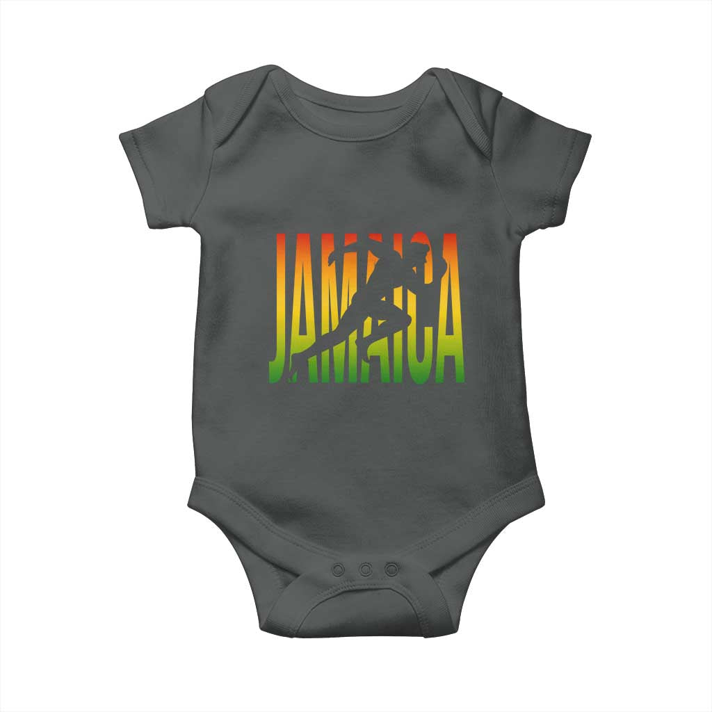 Jamaica Track And Field Baby Onesie Retro Vintage Sport Jamaican Flag TS10 Dark Heather Print Your Wear