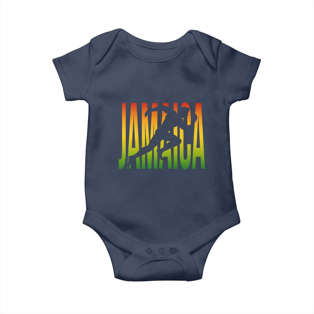 Jamaica Track And Field Baby Onesie Retro Vintage Sport Jamaican Flag TS10 Navy Print Your Wear