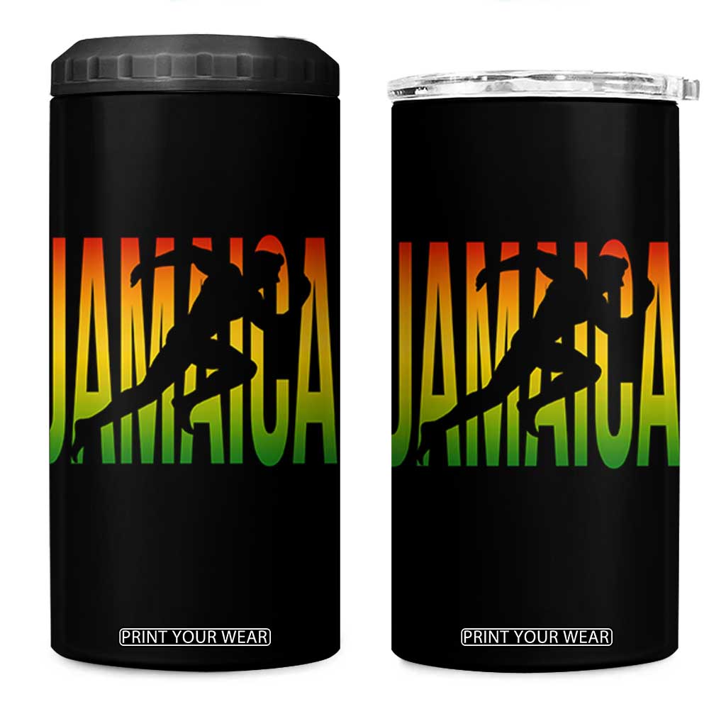 Jamaica Track And Field 4 in 1 Can Cooler Tumbler Retro Vintage Sport Jamaican Flag TS10 One Size: 16 oz Black Print Your Wear