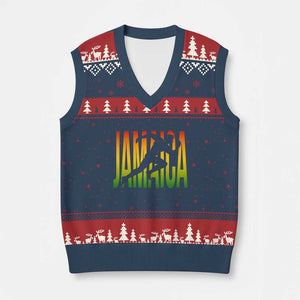 Jamaica Track And Field V-Neck Knit Sweater Vest Retro Vintage Sport Jamaican Flag TS10 Navy Red Print Your Wear