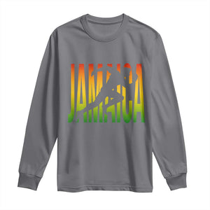 Jamaica Track And Field Long Sleeve Shirt Retro Vintage Sport Jamaican Flag TS10 Charcoal Print Your Wear
