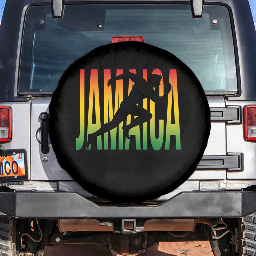 Jamaica Track And Field Spare Tire Cover Retro Vintage Sport Jamaican Flag TS10 No hole Black Print Your Wear