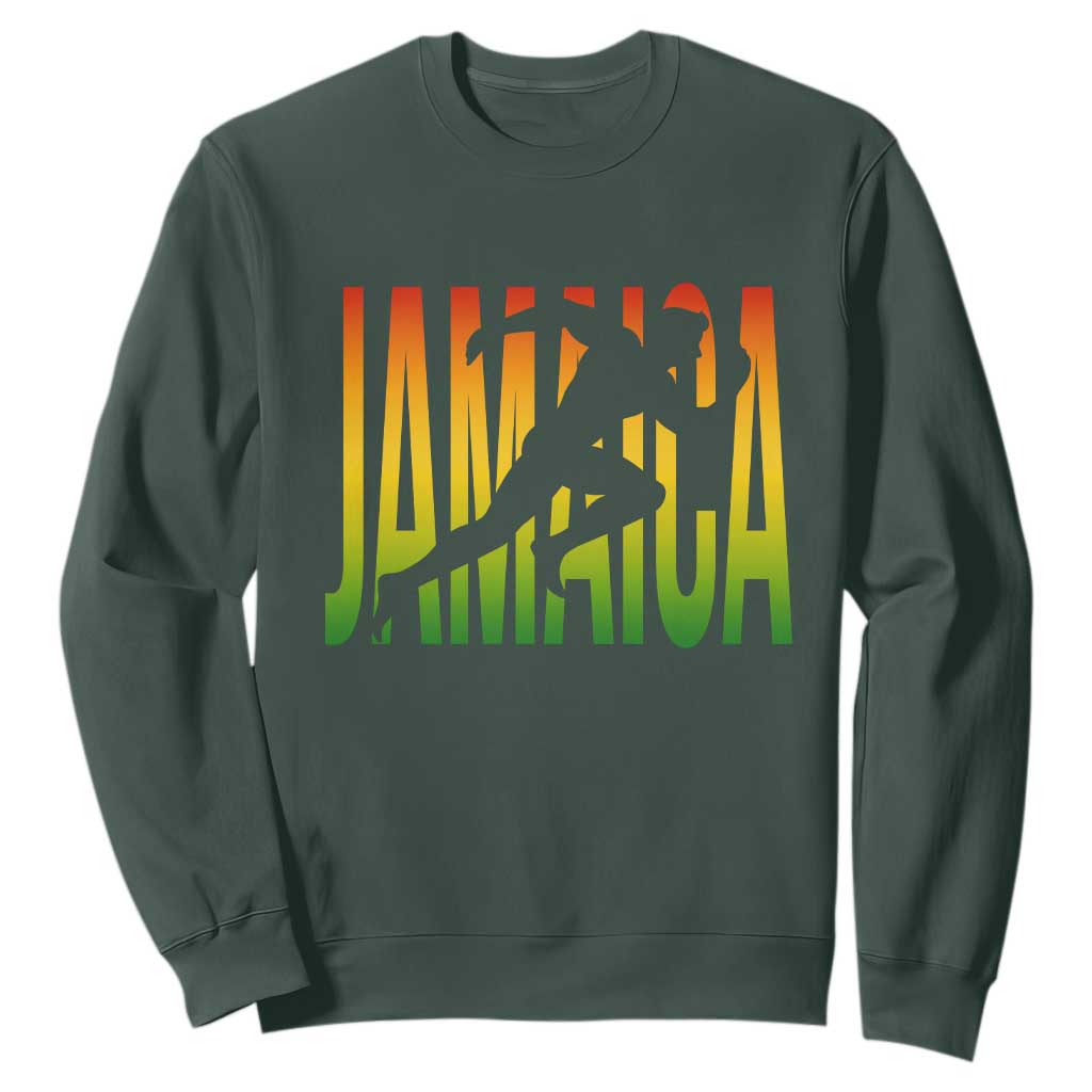 Jamaica Track And Field Sweatshirt Retro Vintage Sport Jamaican Flag TS10 Dark Forest Green Print Your Wear