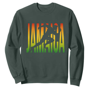Jamaica Track And Field Sweatshirt Retro Vintage Sport Jamaican Flag TS10 Dark Forest Green Print Your Wear