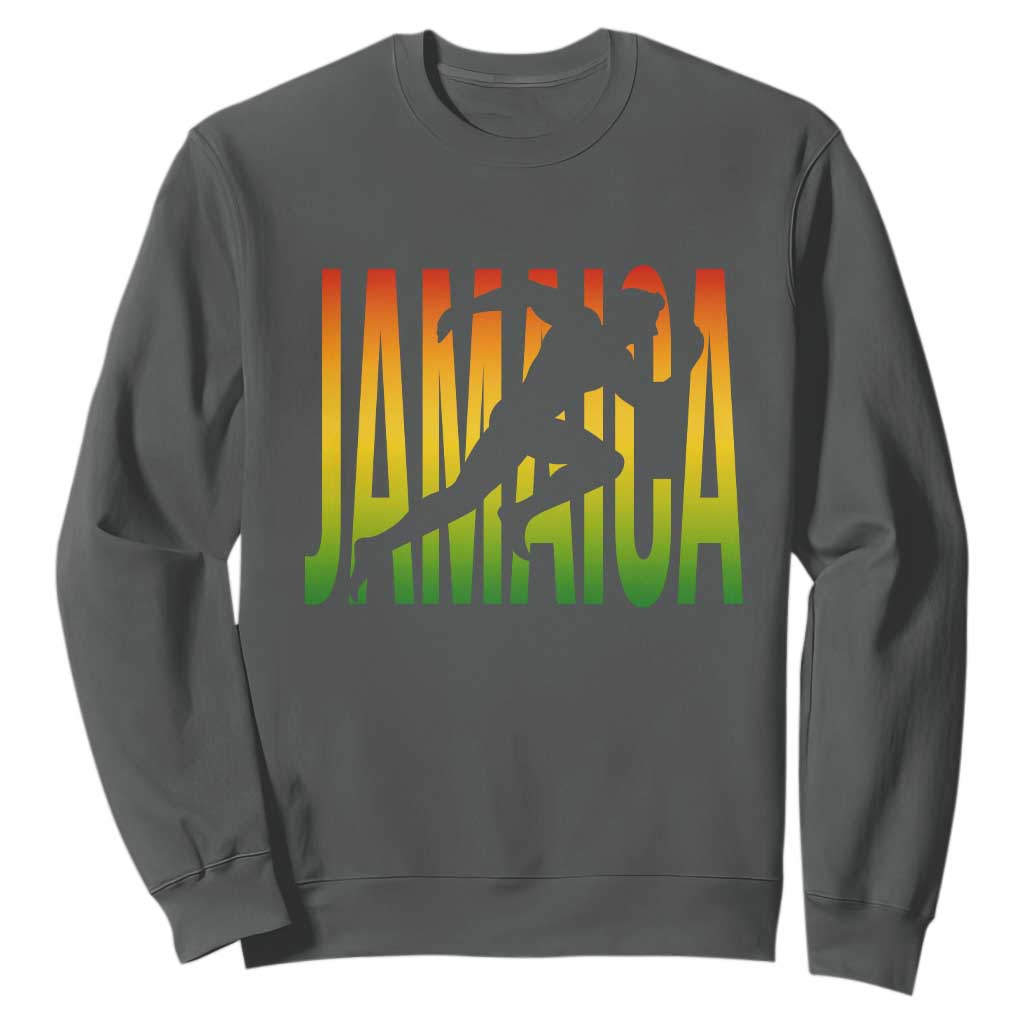 Jamaica Track And Field Sweatshirt Retro Vintage Sport Jamaican Flag TS10 Dark Heather Print Your Wear