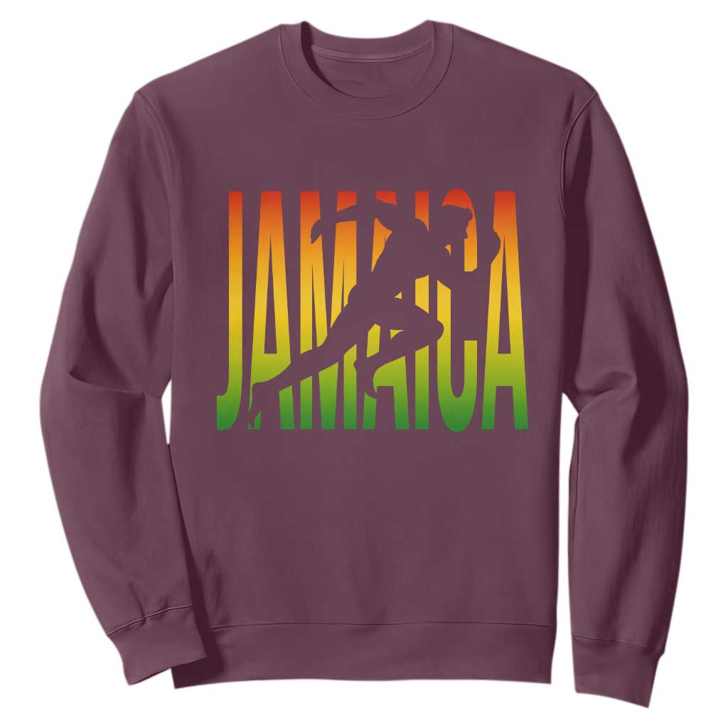 Jamaica Track And Field Sweatshirt Retro Vintage Sport Jamaican Flag TS10 Maroon Print Your Wear
