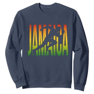 Jamaica Track And Field Sweatshirt Retro Vintage Sport Jamaican Flag TS10 Navy Print Your Wear