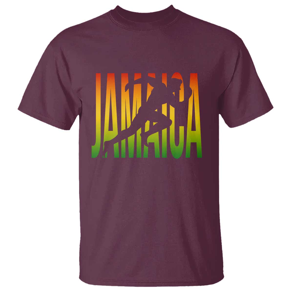 Jamaica Track And Field T Shirt Retro Vintage Sport Jamaican Flag TS10 Maroon Print Your Wear