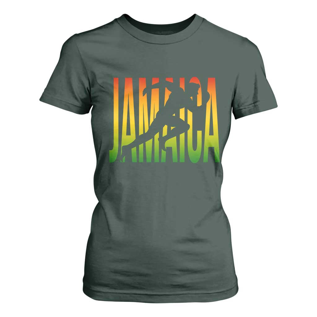 Jamaica Track And Field T Shirt For Women Retro Vintage Sport Jamaican Flag TS10 Dark Forest Green Print Your Wear