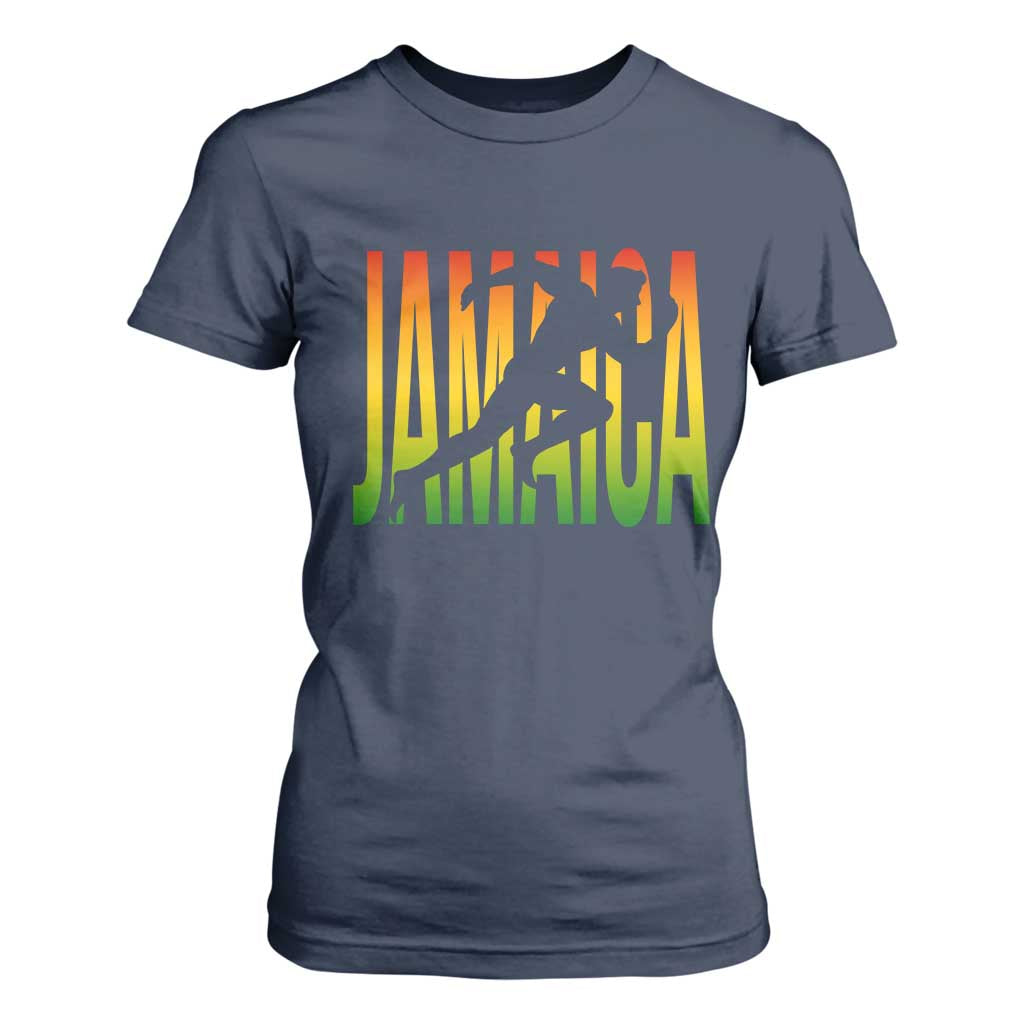 Jamaica Track And Field T Shirt For Women Retro Vintage Sport Jamaican Flag TS10 Navy Print Your Wear