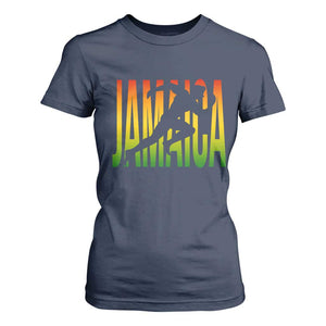 Jamaica Track And Field T Shirt For Women Retro Vintage Sport Jamaican Flag TS10 Navy Print Your Wear