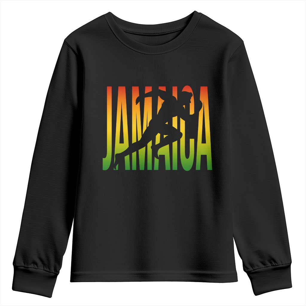 Jamaica Track And Field Youth Sweatshirt Retro Vintage Sport Jamaican Flag TS10 Black Print Your Wear
