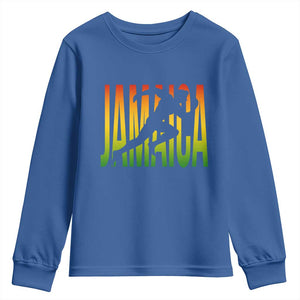 Jamaica Track And Field Youth Sweatshirt Retro Vintage Sport Jamaican Flag TS10 Royal Blue Print Your Wear