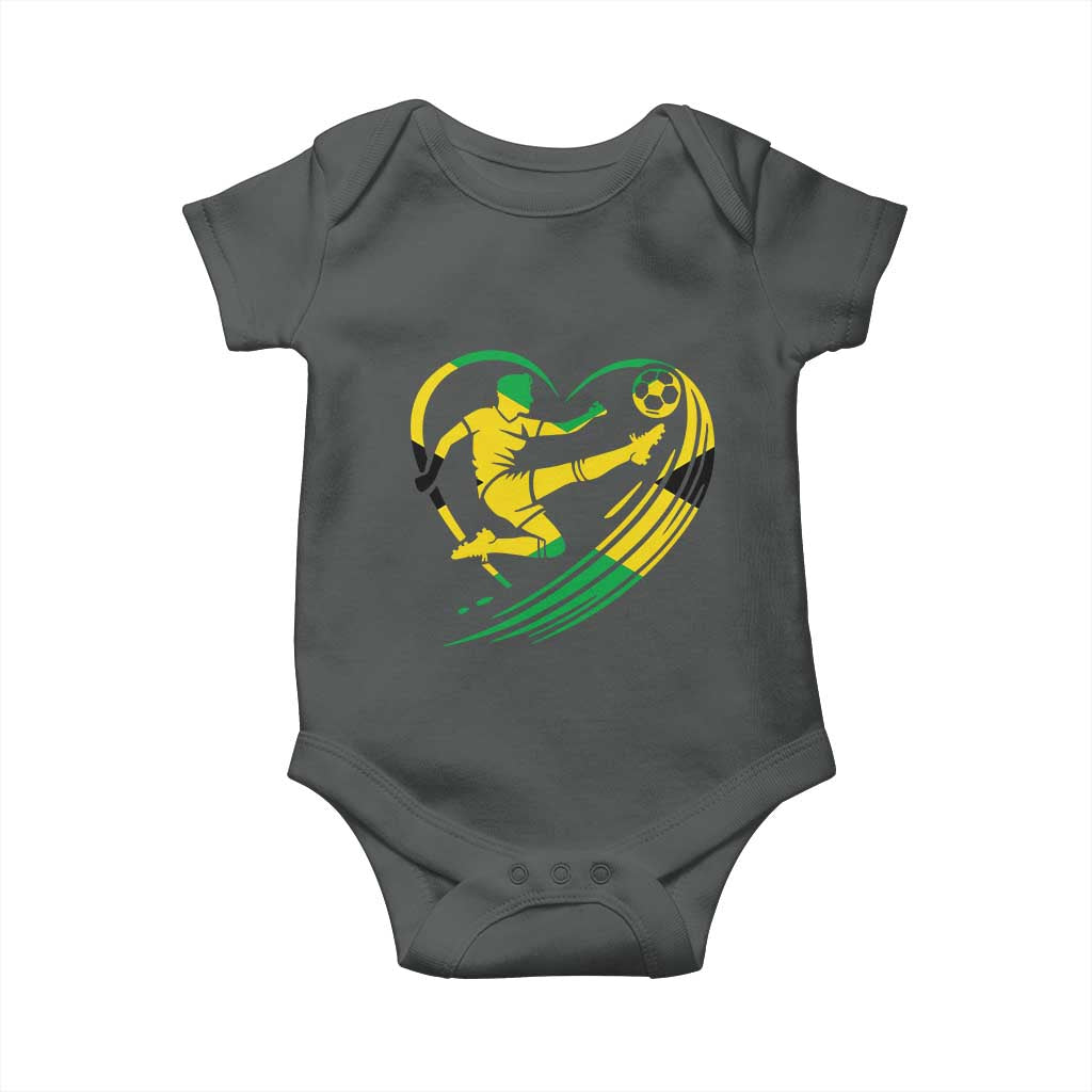 Jamaica Soccer Baby Onesie Jamaican Flag Reggae Football Caribbean Pride TS10 Dark Heather Print Your Wear