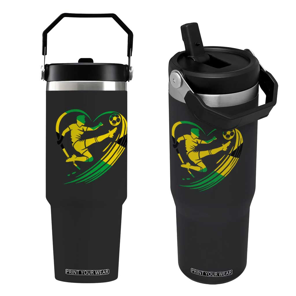 Jamaica Soccer Flip Straw Tumbler Jamaican Flag Reggae Football Caribbean Pride TS10 One Size: 30 oz Black Print Your Wear