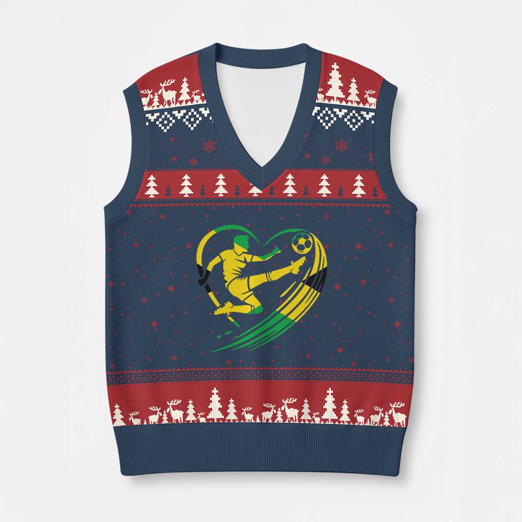 Jamaica Soccer V-Neck Knit Sweater Vest Jamaican Flag Reggae Football Caribbean Pride TS10 Navy Red Print Your Wear