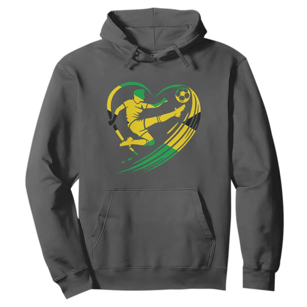 Jamaica Soccer Hoodie Jamaican Flag Reggae Football Caribbean Pride TS10 Dark Heather Print Your Wear