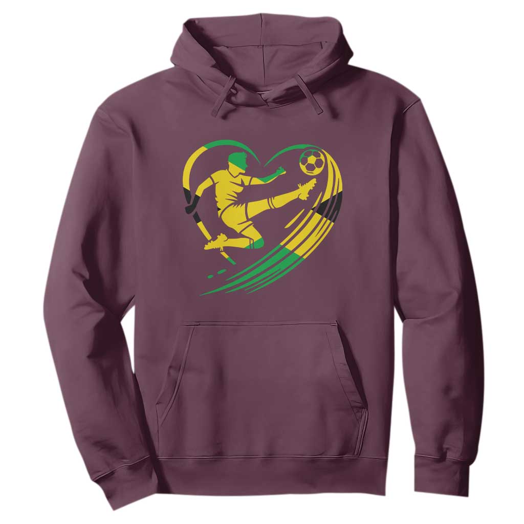 Jamaica Soccer Hoodie Jamaican Flag Reggae Football Caribbean Pride TS10 Maroon Print Your Wear