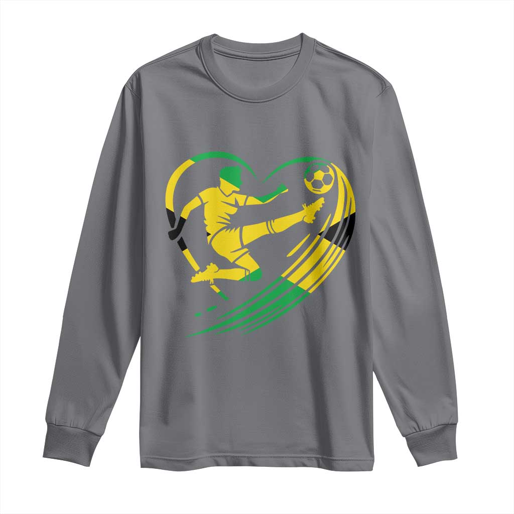 Jamaica Soccer Long Sleeve Shirt Jamaican Flag Reggae Football Caribbean Pride TS10 Charcoal Print Your Wear
