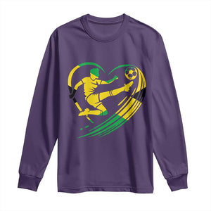 Jamaica Soccer Long Sleeve Shirt Jamaican Flag Reggae Football Caribbean Pride TS10 Purple Print Your Wear