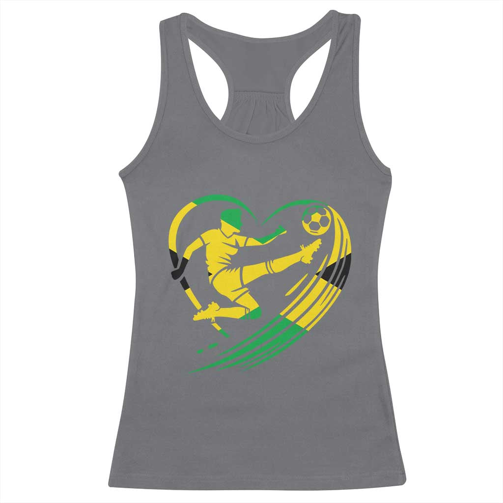 Jamaica Soccer Racerback Tank Top Jamaican Flag Reggae Football Caribbean Pride TS10 Charcoal Print Your Wear