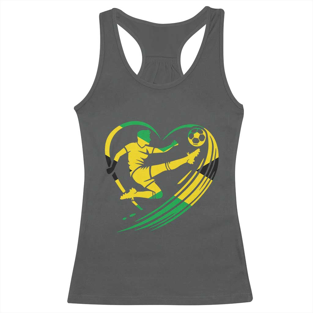 Jamaica Soccer Racerback Tank Top Jamaican Flag Reggae Football Caribbean Pride TS10 Dark Heather Print Your Wear