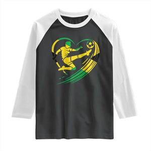 Jamaica Soccer Raglan Shirt Jamaican Flag Reggae Football Caribbean Pride TS10 Black White Print Your Wear