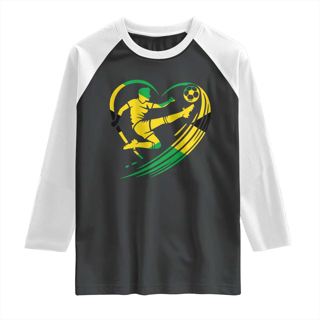 Jamaica Soccer Raglan Shirt Jamaican Flag Reggae Football Caribbean Pride TS10 Black White Print Your Wear