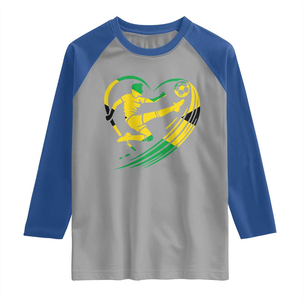 Jamaica Soccer Raglan Shirt Jamaican Flag Reggae Football Caribbean Pride TS10 Sport Gray Royal Print Your Wear
