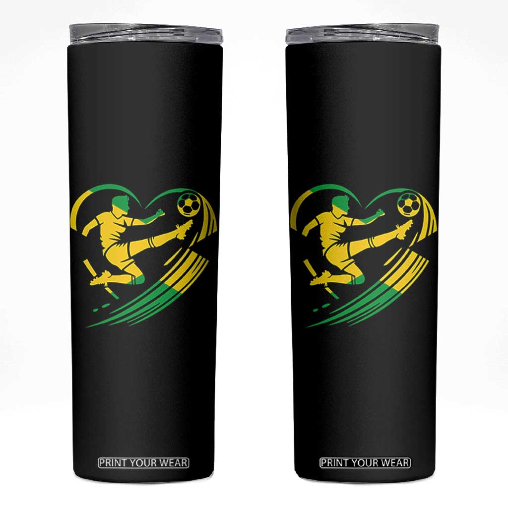 Jamaica Soccer Skinny Tumbler Jamaican Flag Reggae Football Caribbean Pride TS10 Black Print Your Wear