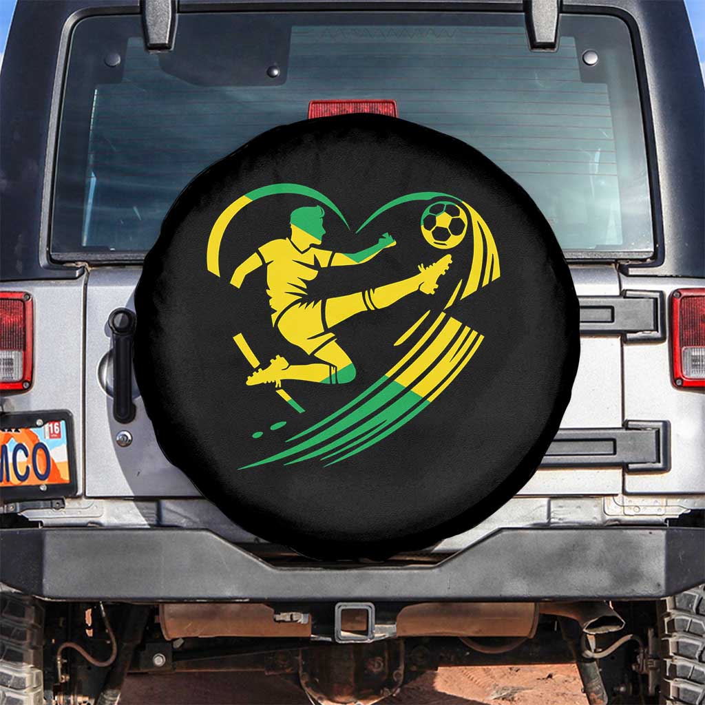 Jamaica Soccer Spare Tire Cover Jamaican Flag Reggae Football Caribbean Pride TS10 No hole Black Print Your Wear
