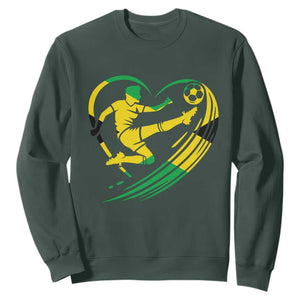 Jamaica Soccer Sweatshirt Jamaican Flag Reggae Football Caribbean Pride TS10 Dark Forest Green Print Your Wear