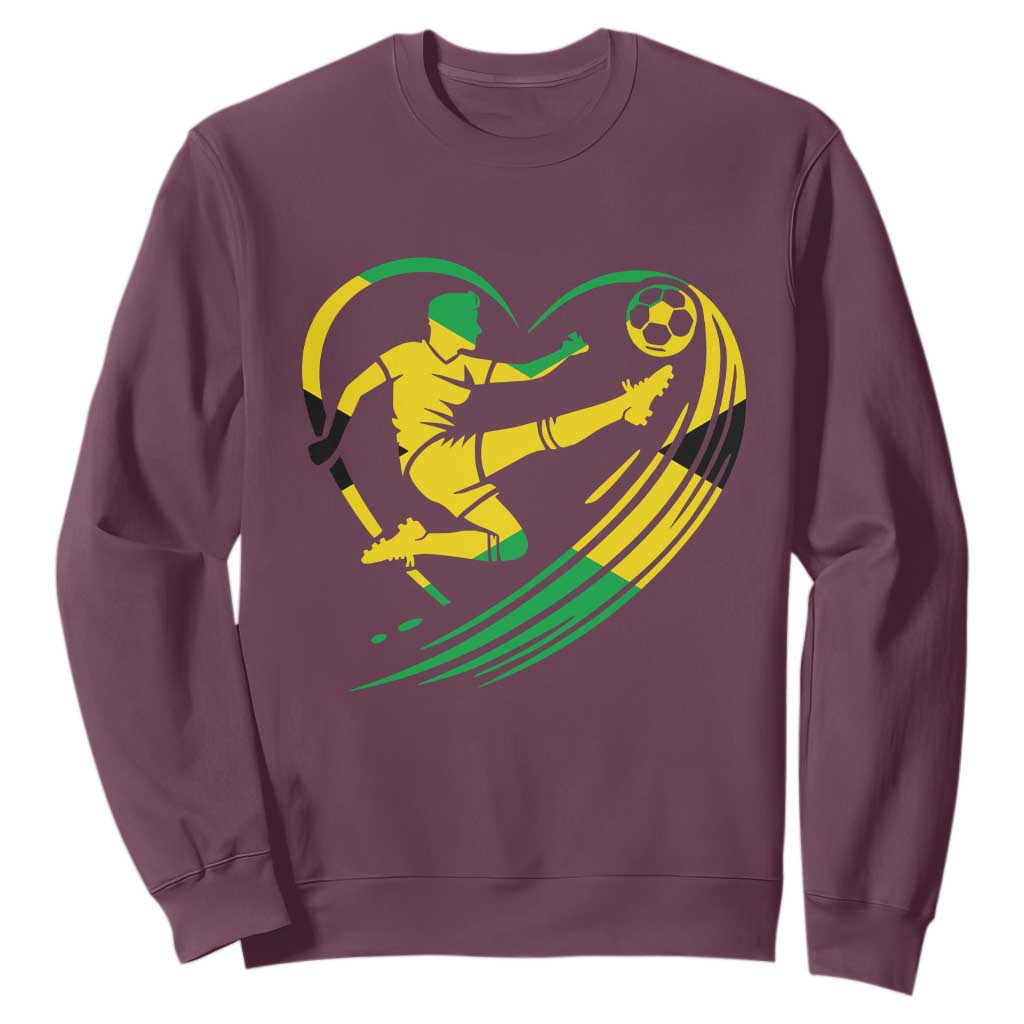 Jamaica Soccer Sweatshirt Jamaican Flag Reggae Football Caribbean Pride TS10 Maroon Print Your Wear