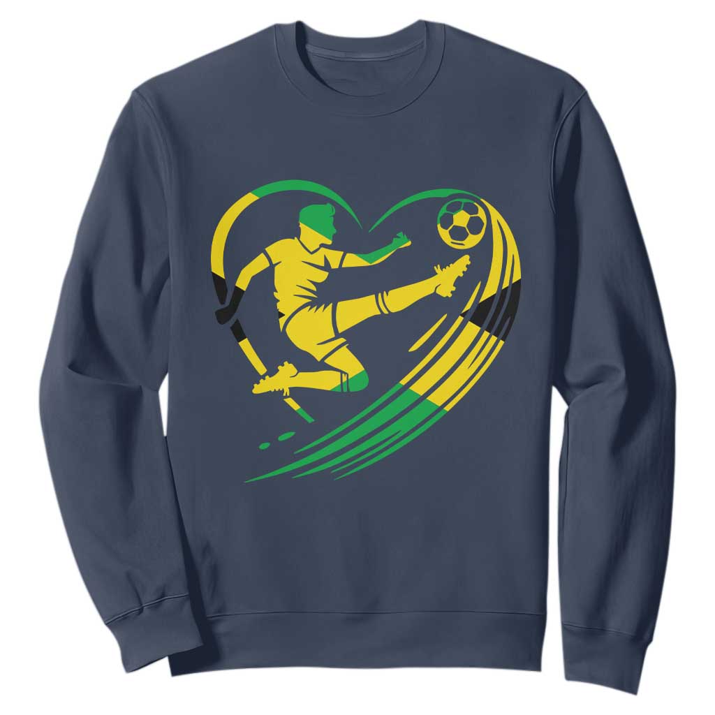 Jamaica Soccer Sweatshirt Jamaican Flag Reggae Football Caribbean Pride TS10 Navy Print Your Wear