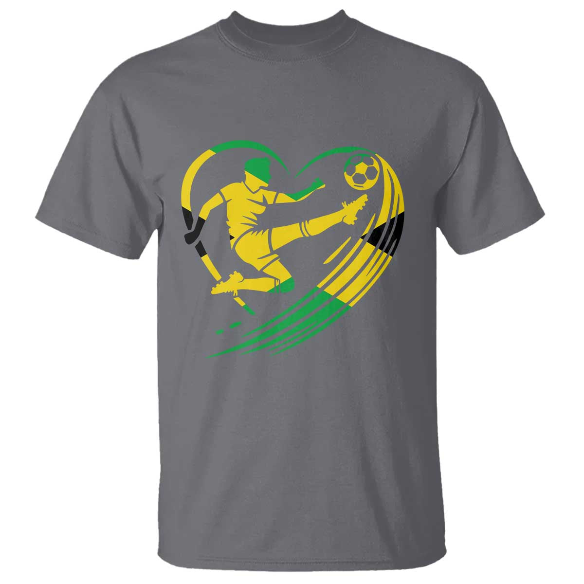 Jamaica Soccer T Shirt Jamaican Flag Reggae Football Caribbean Pride TS10 Charcoal Print Your Wear