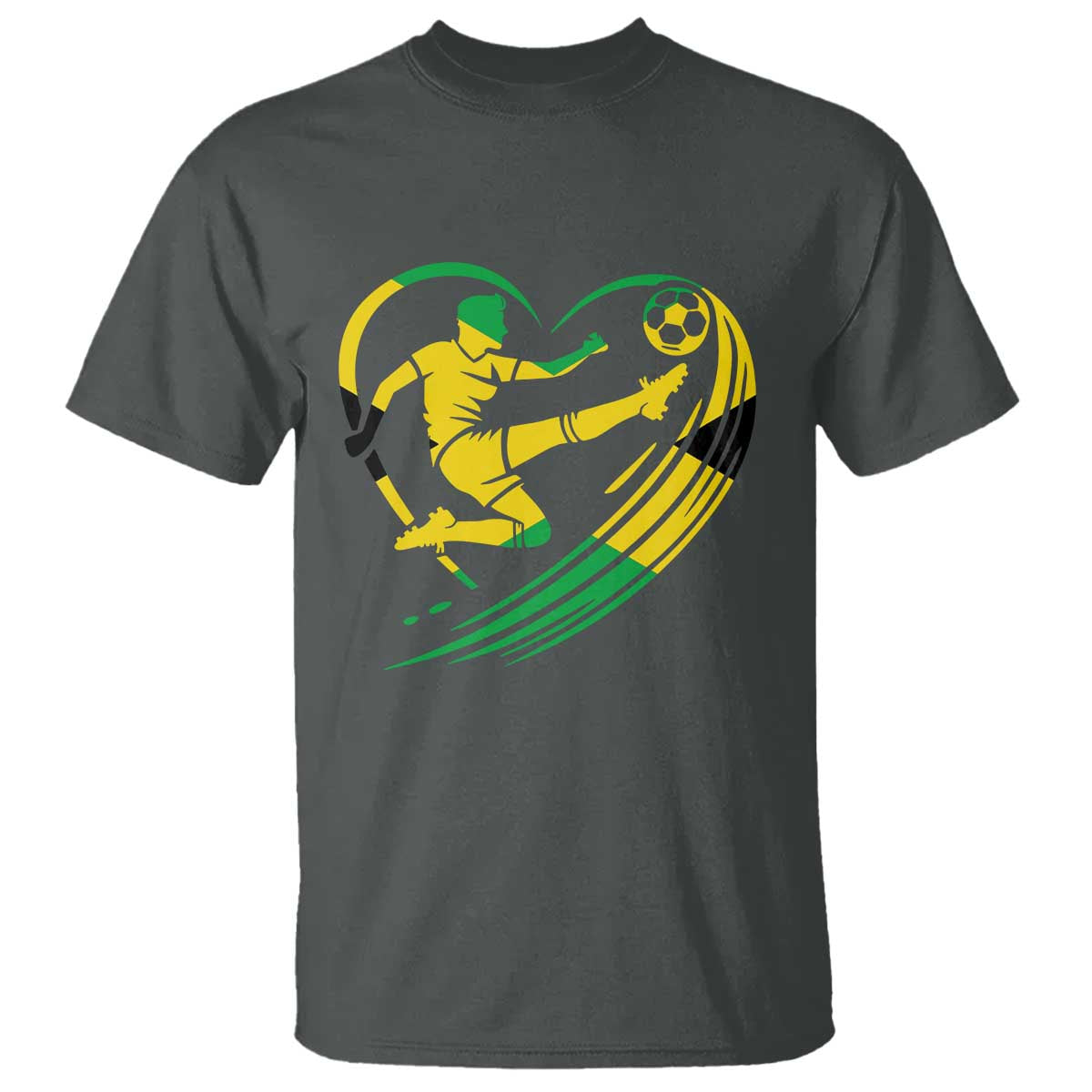Jamaica Soccer T Shirt Jamaican Flag Reggae Football Caribbean Pride TS10 Dark Heather Print Your Wear
