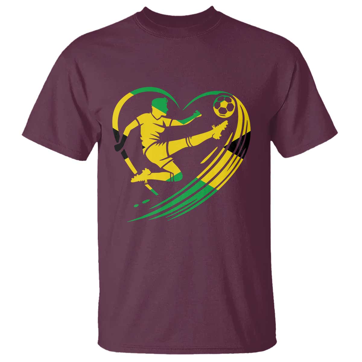 Jamaica Soccer T Shirt Jamaican Flag Reggae Football Caribbean Pride TS10 Maroon Print Your Wear
