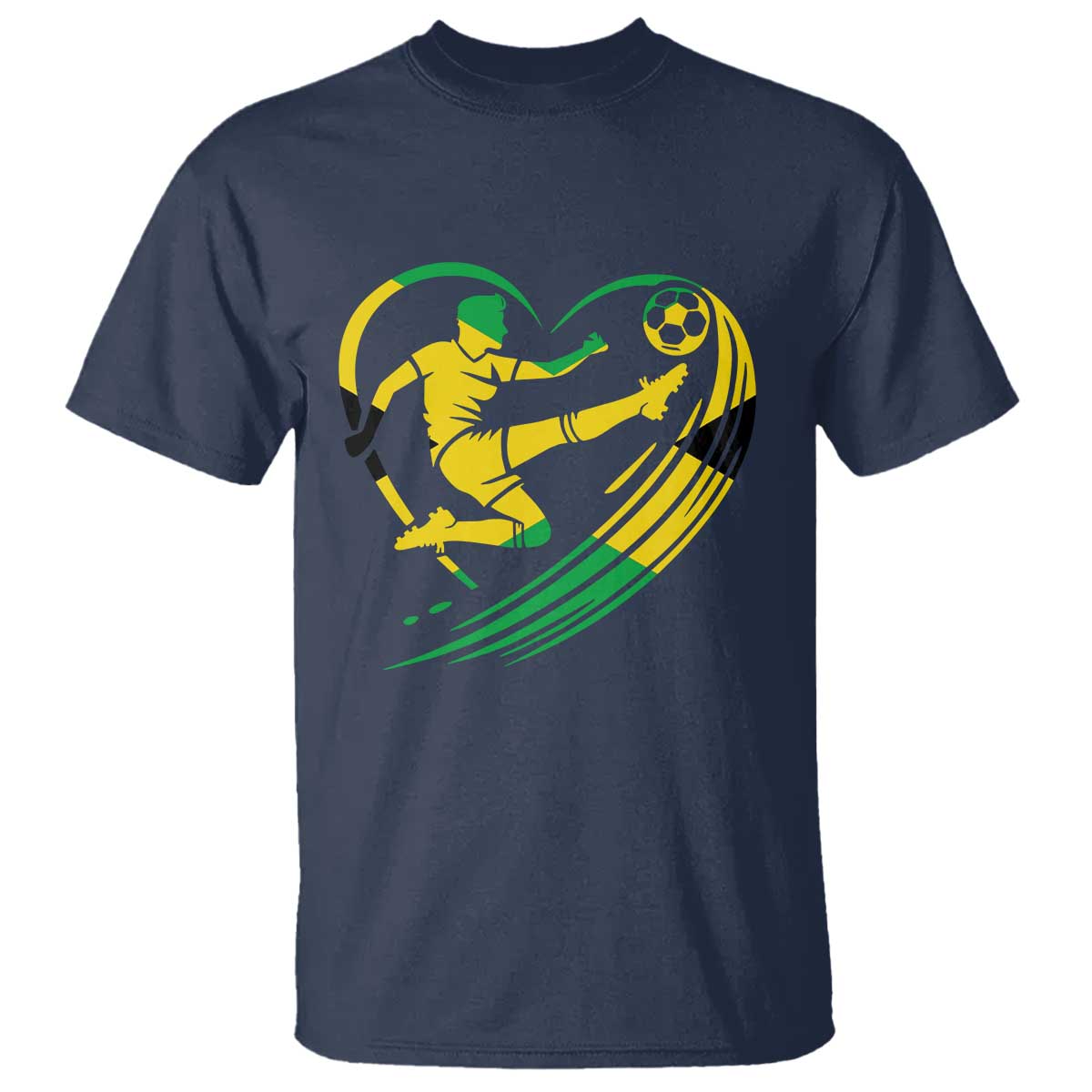 Jamaica Soccer T Shirt Jamaican Flag Reggae Football Caribbean Pride TS10 Navy Print Your Wear